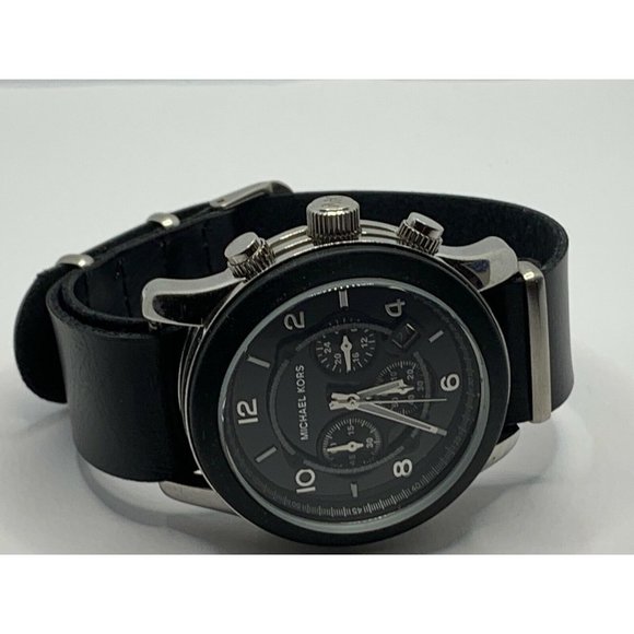 Michael Kors MK8107 Unisex Black Leather Analog Bl main image 6